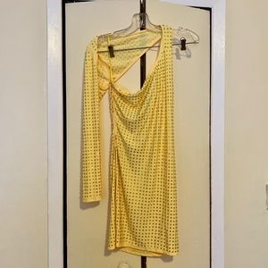 Ladies Medium Yellow/Gold Rhinestones Party Dress
